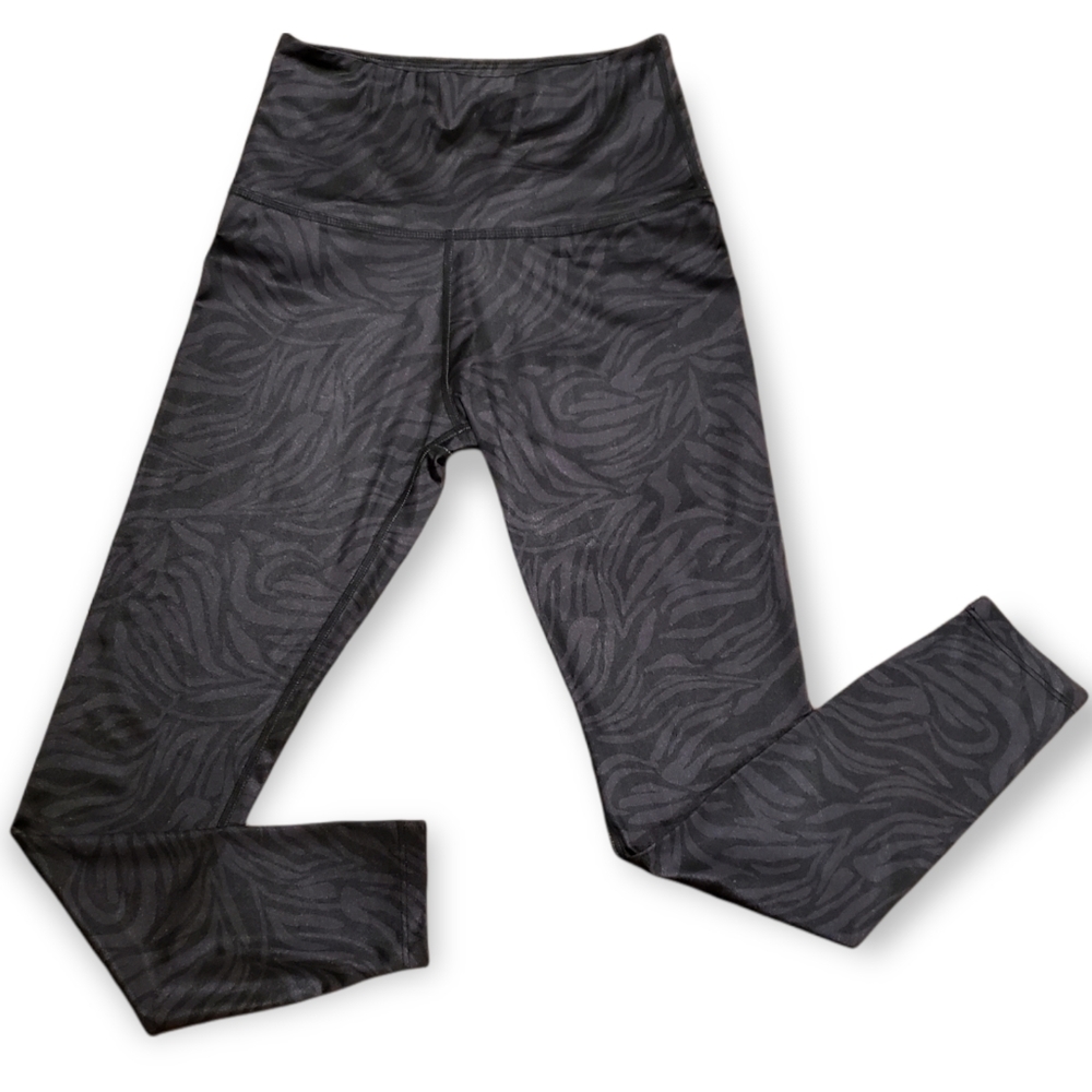 BEYOND YOGA Black/Charcoal Print Long Yoga Leggings - Size Medium
